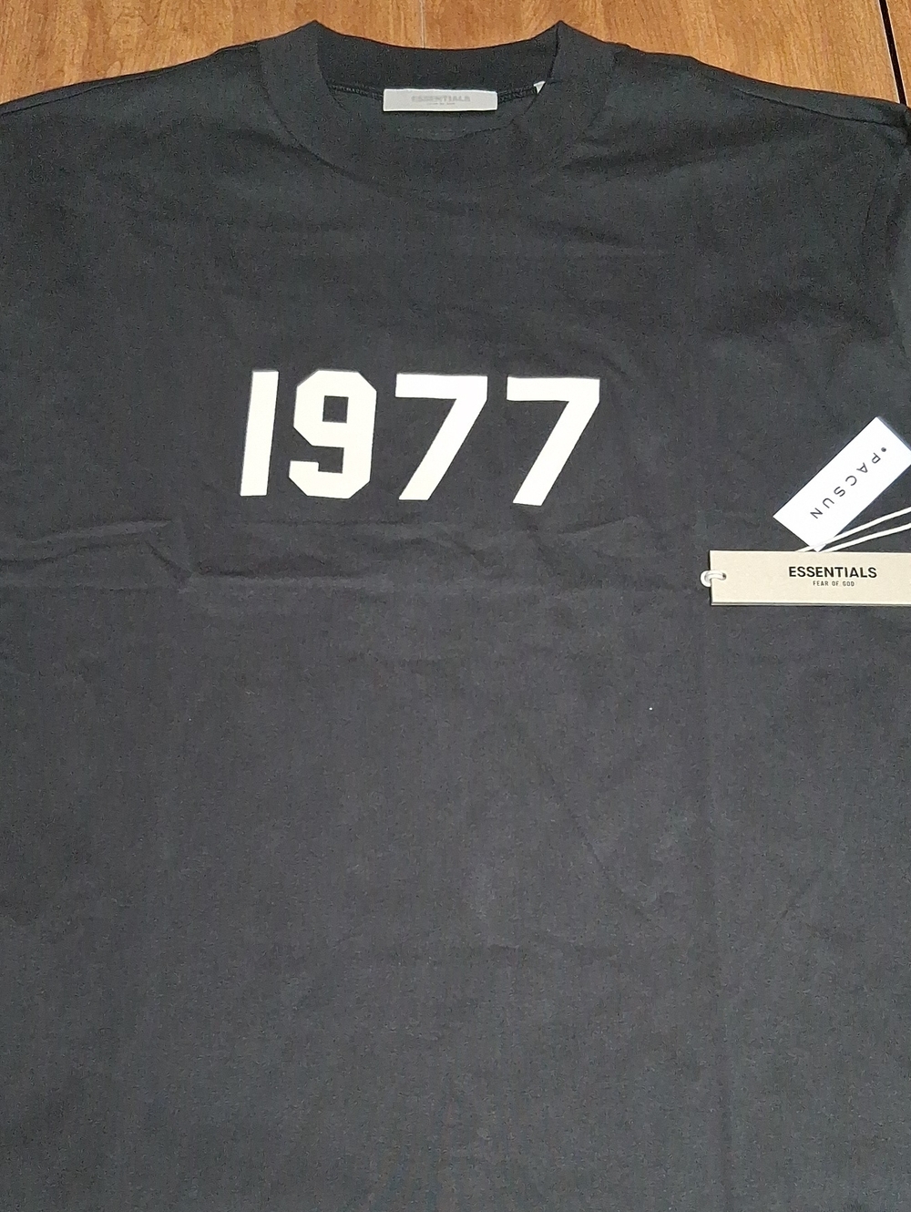 Essentials Black Tee with White 1977 Graphic